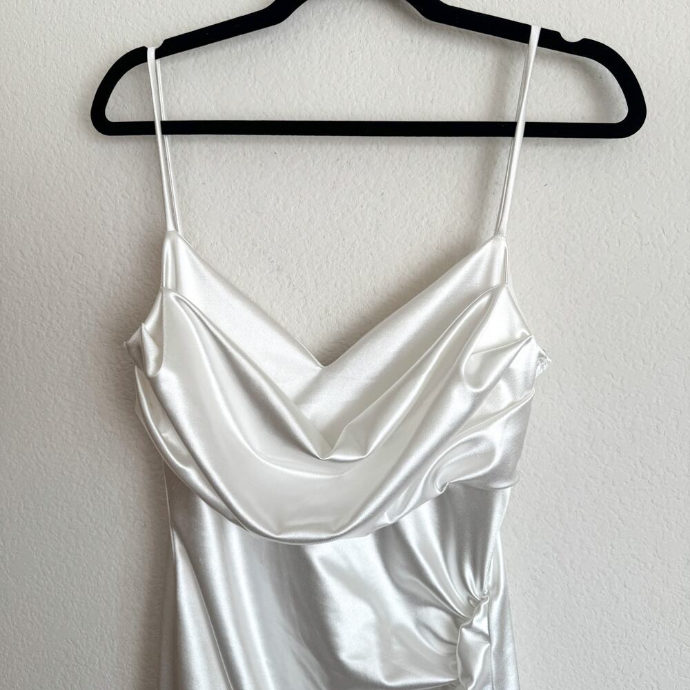 Windsor Kristen Formal Satin Cowl Neck Midi Dress - Picture 6 of 12